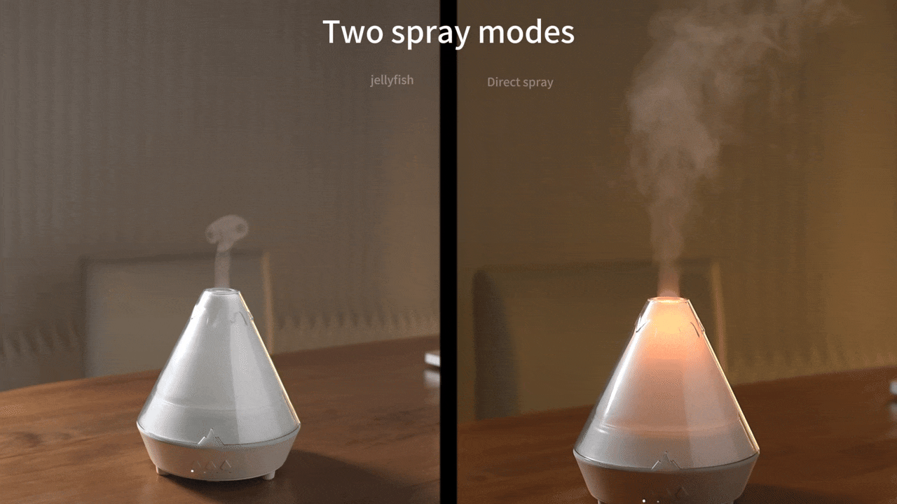 hvj a02 volcano aroma diffuser | jellyfish mist ring & essential oil humidifier with 7 color led
