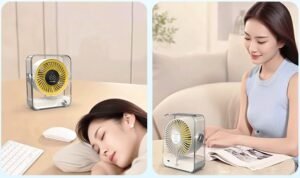 HVJ-F06 Portable Transparent Desktop Fan | 100-Speed Stepless Knob Control & LED Display