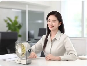 HVJ-F06 Portable Transparent Desktop Fan | 100-Speed Stepless Knob Control & LED Display