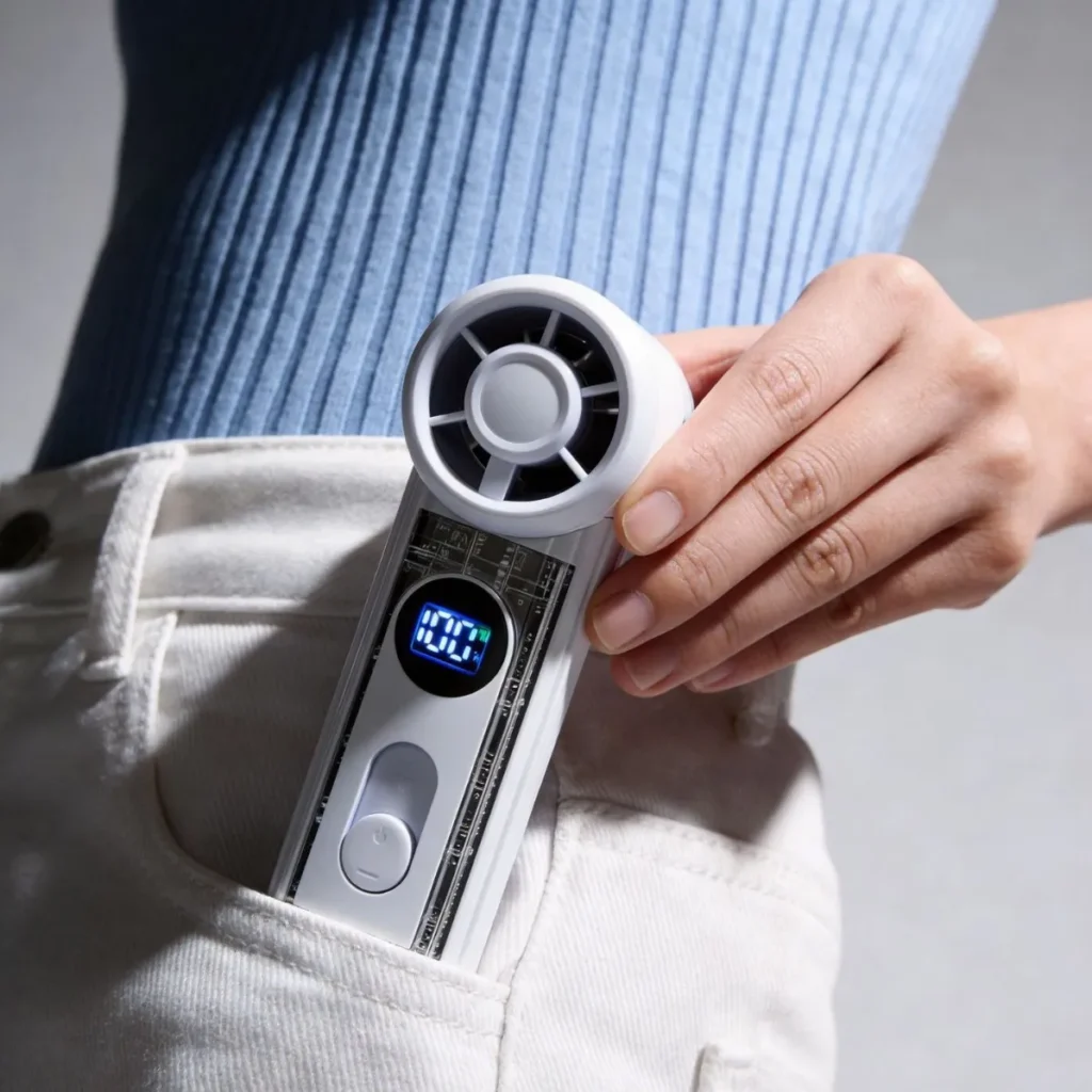 hvj f18 high speed handheld fan | 14m/s wind power & 100 level stepless control