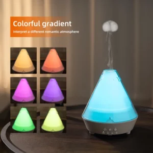 hvj a02 volcano aroma diffuser | jellyfish mist ring & essential oil humidifier with 7 color led