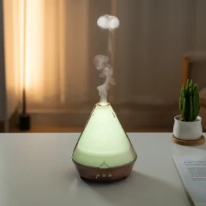 hvj a02 volcano aroma diffuser | jellyfish mist ring & essential oil humidifier with 7 color led