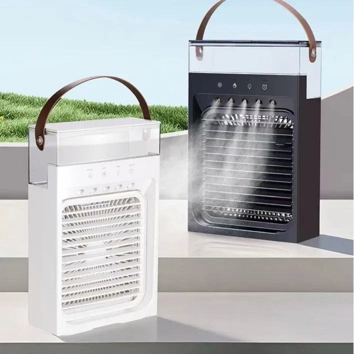 hvj f32 portable air cooler fan | 1.2l transparent tank | 5 hole spray mist