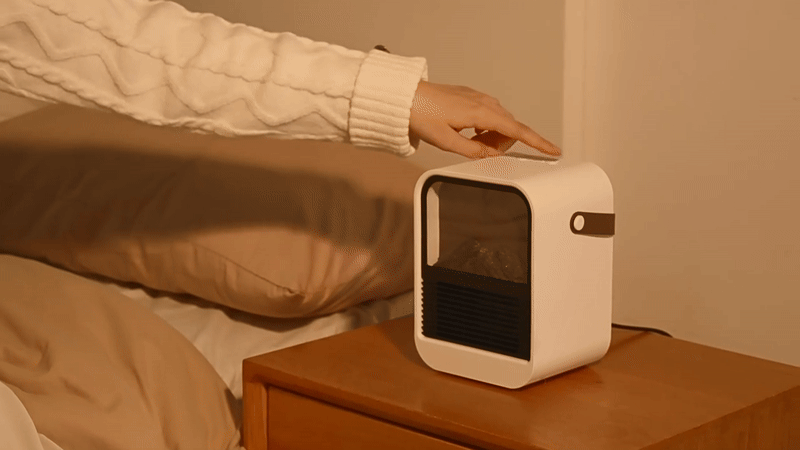 hvj hf01 1000w ptc ceramic heater | 3d simulation flame effect | portable desktop heater