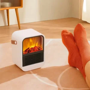 hvj hf01 1000w ptc ceramic heater | 3d simulation flame effect | portable desktop heater