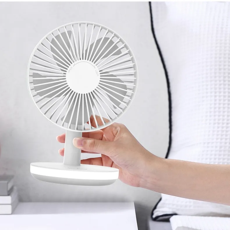 HVJ-F27 6-Inch Portable Desktop Fan with LED Night Light & 3-Speed Rechargeable Battery 2 hvj f27 6 inch portable desktop fan with led night light & 3 speed rechargeable battery
