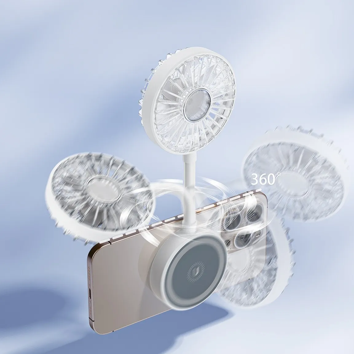 HVJ-F13 Magnetic Handheld Fan | 360° Flexible Hose & Phone Holder Function 2 hvj f13 magnetic handheld fan with 360° rotation & phone holder portable desktop cooling solution