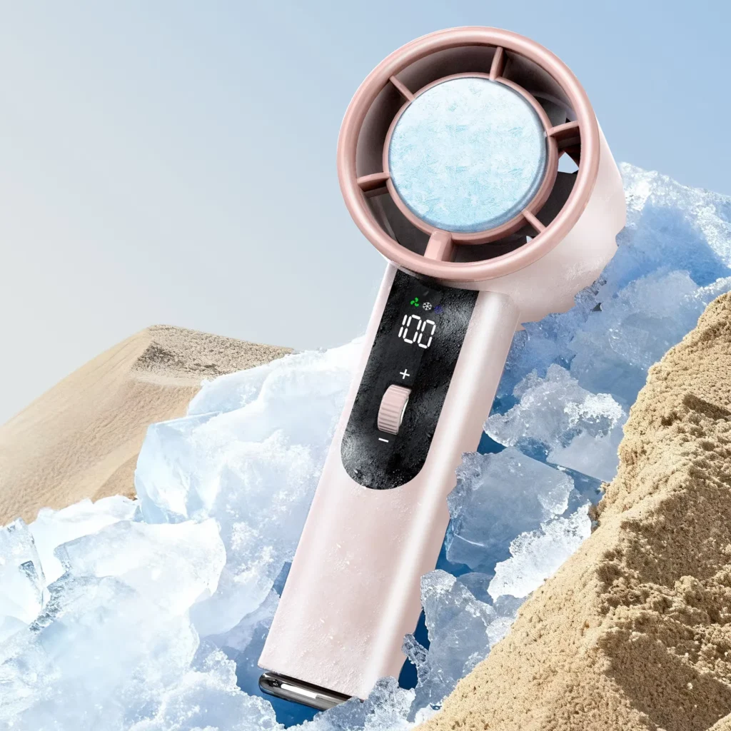 hvj f38 handheld turbo fan with semiconductor ice cooling & 100 speed stepless control